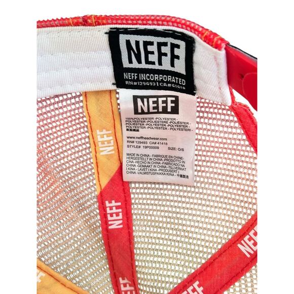 Neff Trucker Hat Snapback Gradient‎ Red Yellow Mesh Cap Adjustable Pre-Owned - Picture 5 of 6